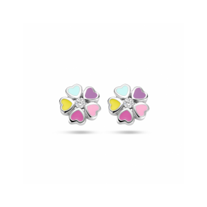 oorknoppen bloem zirkonia emaille - 2011670