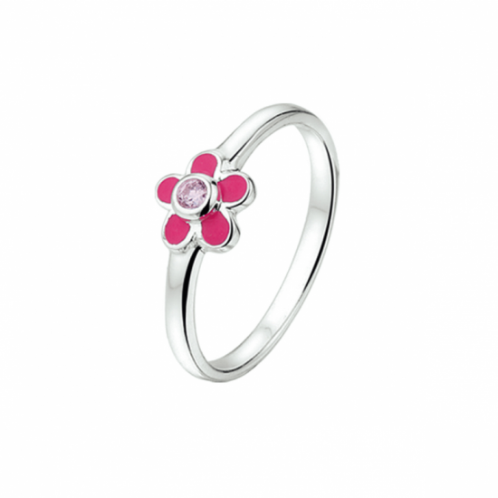 ring bloem en roze zirkonia - 2009879