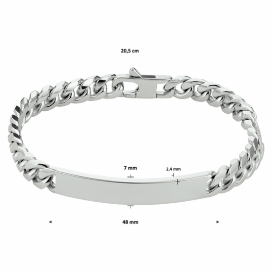 graveerarmband gourmette 6-zijdes geslepen plaat 7,0 mm 20,5 cm - 2007971