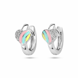 klapoorringen hart en zirkonia emaille - 2011808