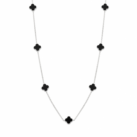 collier bloemen onyx 43 + 3 cm - 2009028