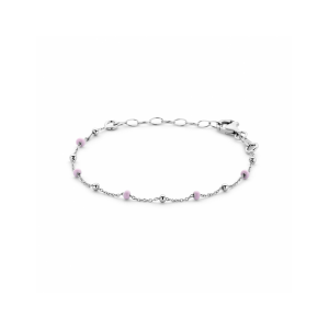 armband bolletjes roze emaille 13 + 3 cm - 2011114