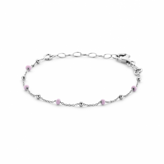 armband bolletjes roze emaille 13 + 3 cm - 2011114