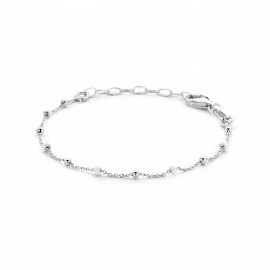 armband bolletjes wit emaille 13 + 3 cm - 2011113
