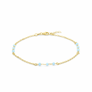 enkelbandje blauw kristal bolletjes 24 + 2 cm 3 micron - 2009292