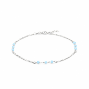 enkelbandje blauw kristal bolletjes 24 + 2 cm - 2009282