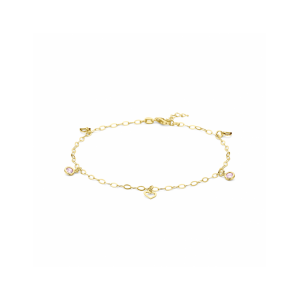 enkelbandje hart en roze zirkonia 24 + 2 cm 3 micron - 2009294 enkelbandje hart en roze zirkonia 24 + 2 cm 3 micron - 2009294