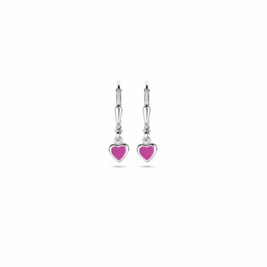 oorhangers hart roze emaille brisur haak 19 mm - 2010915
