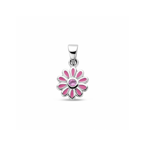 hanger emaille bloem roze zirkonia 16 mm - 2011546