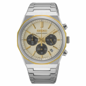 Seiko Herenhorloge chronograaf bicolor met stalen band saffier glas en 10bar - 2012246